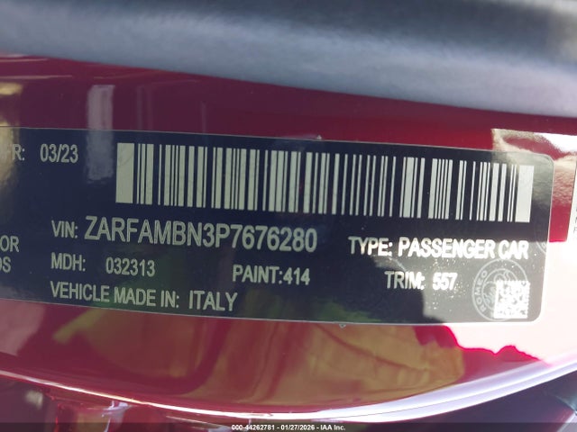 ZARFAMBN3P7676280 Alfa Romeo Giulia Veloce Rwd