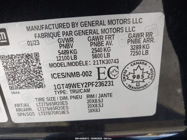 Продажа на аукционе авто 2023 Gmc Sierra 3500hd Denali, vin: 1GT49WEY2PF236231, номер лота: 44262812