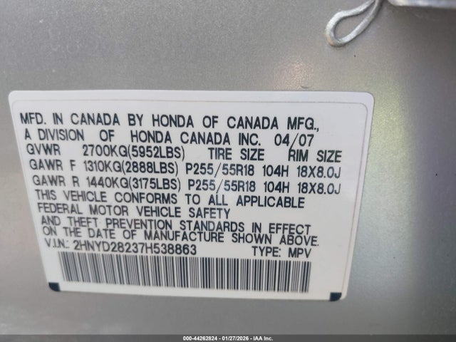 2007 ACURA MDX 2HNYD28237H538863 Photo 8