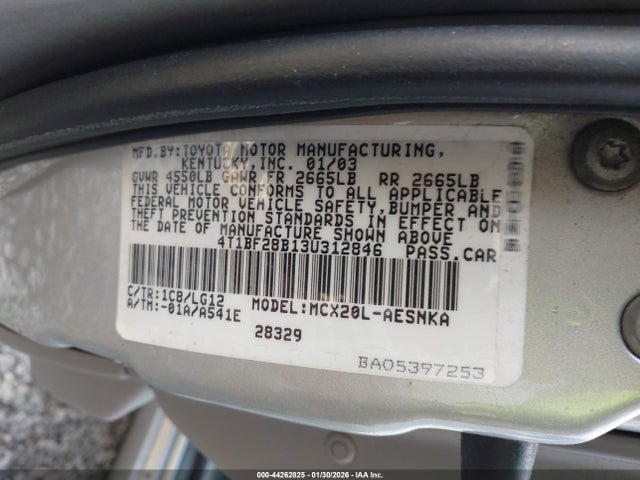 Aukcja sprzedaży 2003 Toyota Avalon Xl, vin: 4T1BF28B13U312846, numer aukcji: 44262825