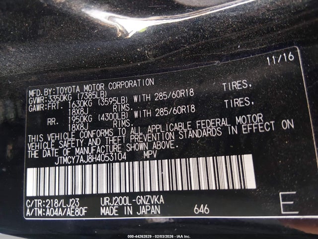 JTMCY7AJ8H4053104 Toyota Land Cruiser V8