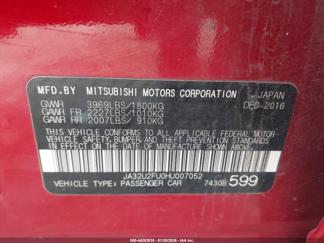 2017 MITSUBISHI LANCER JA32U2FU0HU007052 Photo 8