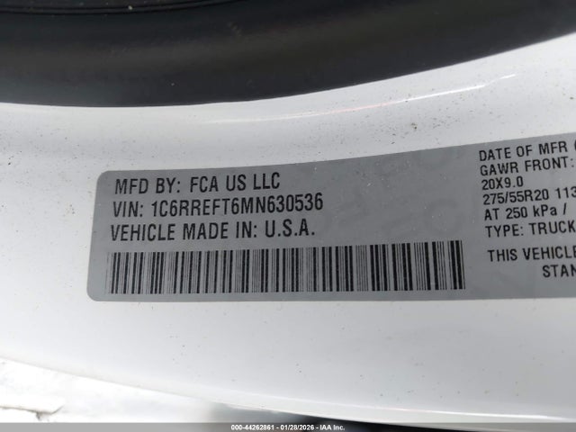 1C6RREFT6MN630536 RAM 1500 Big Horn 4x2 5&#039;7 Box