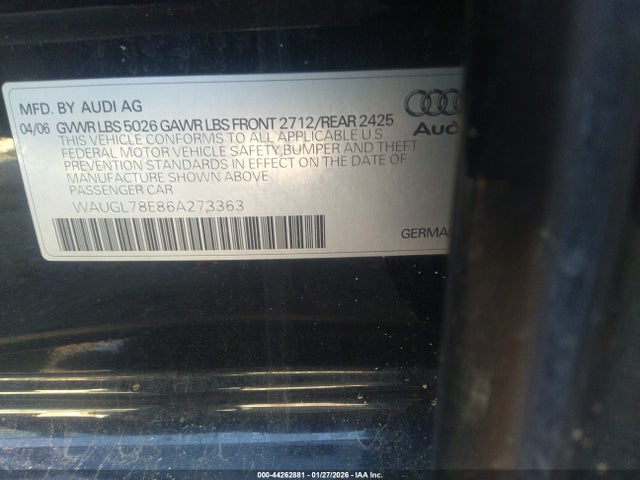 2006 AUDI S4 WAUGL78E86A273363 Photo 8