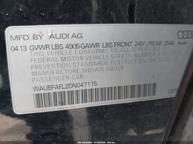 2013 AUDI A4 WAUBFAFL2DN047115 Photo 8