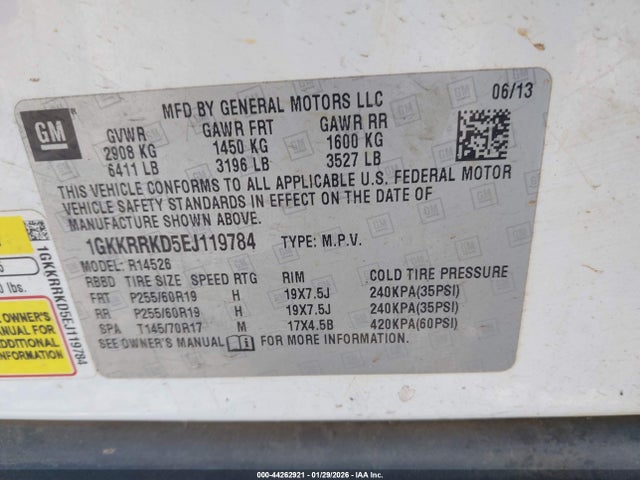 1GKKRRKD5EJ119784 GMC Acadia Slt-1