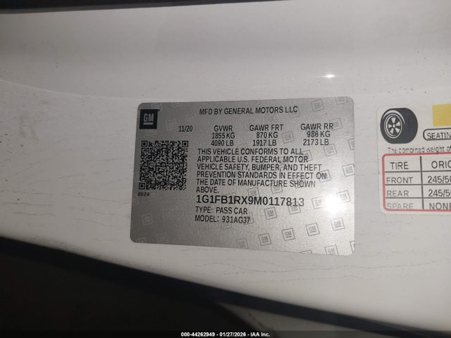 1G1FB1RX9M0117813 Chevrolet Camaro Rwd 1ls