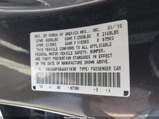 Продажа на аукционе авто 2010 Acura Tl 3.5, vin: 19UUA8F58AA011938, номер лота: 44262952