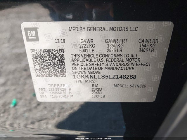 2020 Gmc Acadia Awd At4 მანქანა იყიდება აუქციონზე, vin: 1GKKNLLS5LZ148268, აუქციონის ნომერი: 44262961