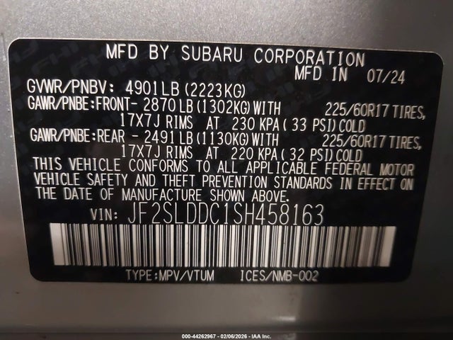 Продажа на аукционе авто 2025 Subaru Forester Premium, vin: JF2SLDDC1SH458163, номер лота: 44262967