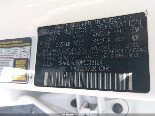 KNAGU4LE0H5018124 KIA Optima Hybrid Ex
