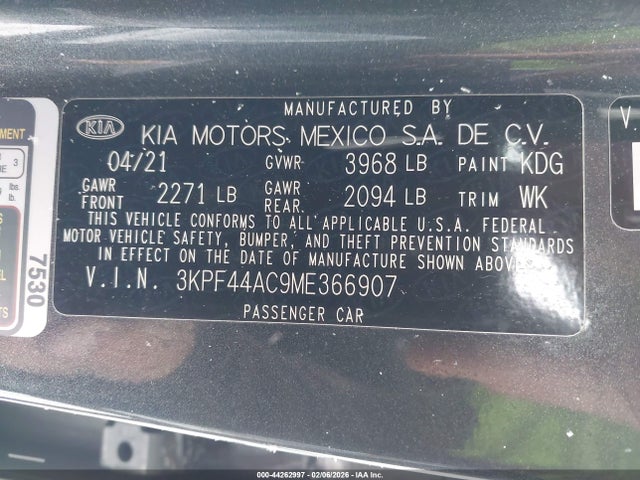 2021 KIA FORTE 3KPF44AC9ME366907 Photo 8