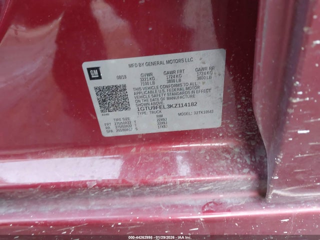 2019 Gmc Sierra 1500 Denali მანქანა იყიდება აუქციონზე, vin: 1GTU9FEL3KZ114182, აუქციონის ნომერი: 44262998