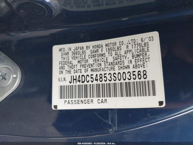 2003 ACURA RSX JH4DC54853S003568 Photo 8