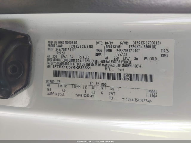 Ford F-150 Xl 2019 1FTEX1C57KKF33551 Image 8