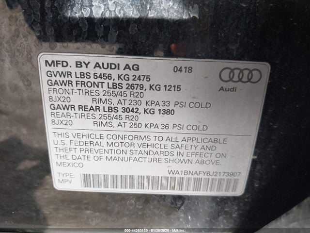 WA1BNAFY6J2173907 Audi Q5 2.0t Premium/2.0t Tech Premium