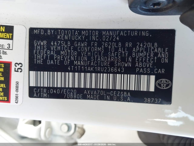 2024 TOYOTA CAMRY 4T1T11AK1RU236643 Photo 8