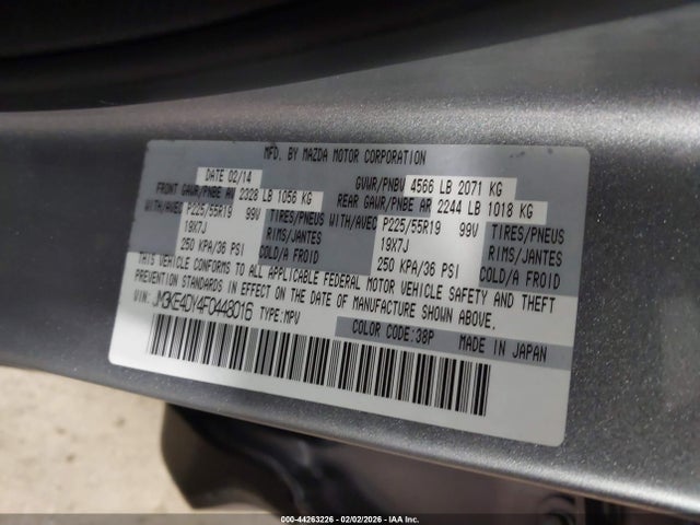 44263226 :رقم المزاد ، JM3KE4DY4F0448016 vin ، 2015 Mazda Cx-5 Grand Touring مزاد بيع