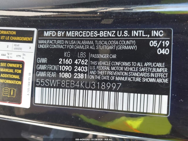 2019 MERCEDES-BENZ C-CLASS 55SWF8EB4KU318997 Photo 8