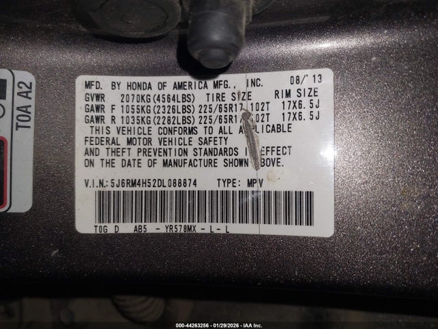 Aukcja sprzedaży 2013 Honda Cr-v Ex, vin: 5J6RM4H52DL088874, numer aukcji: 44263256