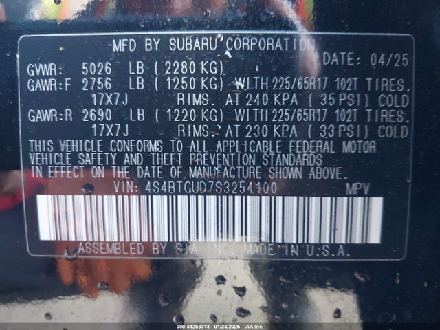 4S4BTGUD7S3254100 Subaru Outback Wilderness