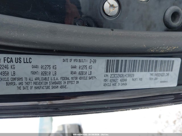 2020 Dodge Challenger Sxt მანქანა იყიდება აუქციონზე, vin: 2C3CDZAG9LH130929, აუქციონის ნომერი: 44263316