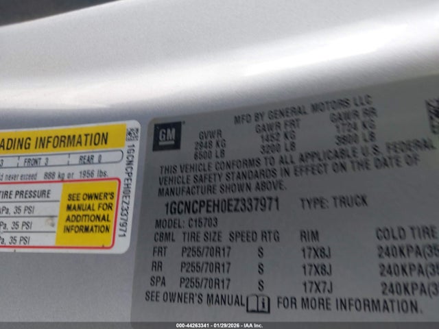 1GCNCPEH0EZ337971 Chevrolet Silverado 1500 Work Truck 1wt