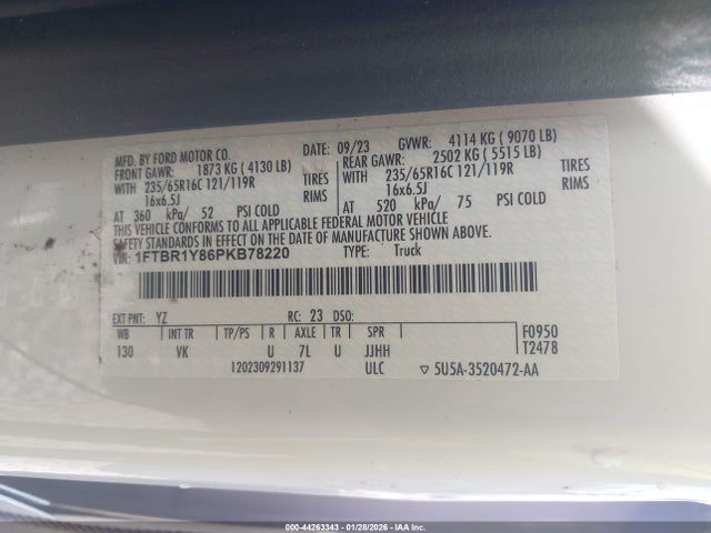 1FTBR1Y86PKB78220 Ford Transit-250