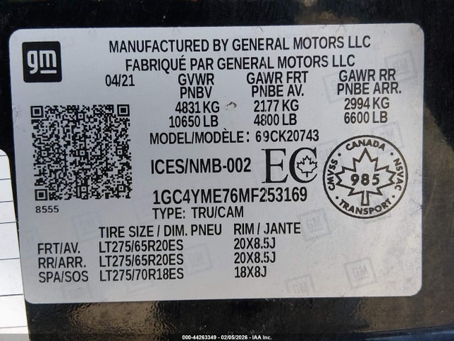 1GC4YME76MF253169 Chevrolet Silverado 2500hd Custom