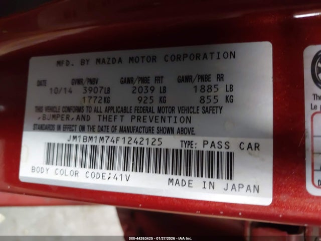 JM1BM1M74F1242125 Mazda Mazda3 I Grand Touring