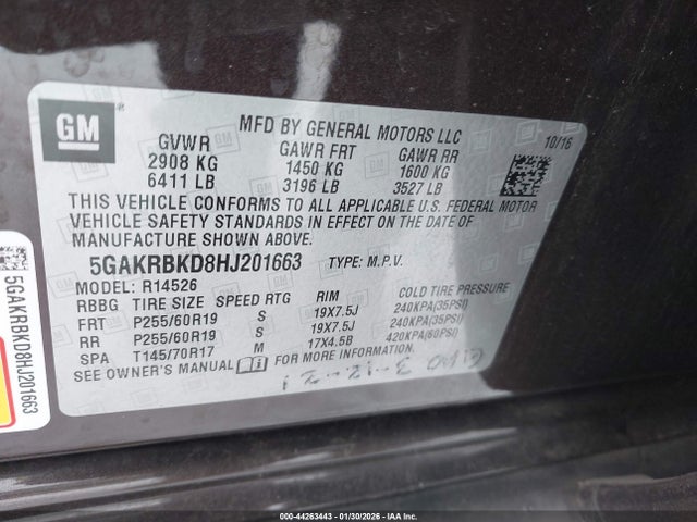 2017 BUICK ENCLAVE 5GAKRBKD8HJ201663 Photo 8