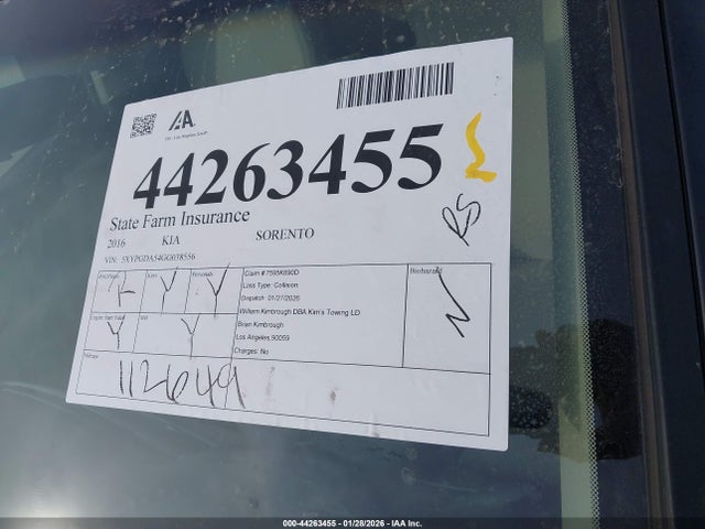 5XYPGDA54GG038556 KIA Sorento 3.3l Lx