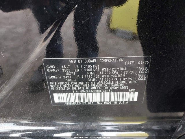 44263464 :رقم المزاد ، 4S4GUHM63S3746150 vin ، 2025 Subaru Crosstrek Limited مزاد بيع