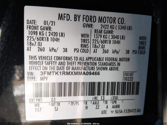 Ford Mustang Mach-e Select 2021 3FMTK1RMXMMA09466 Image 9