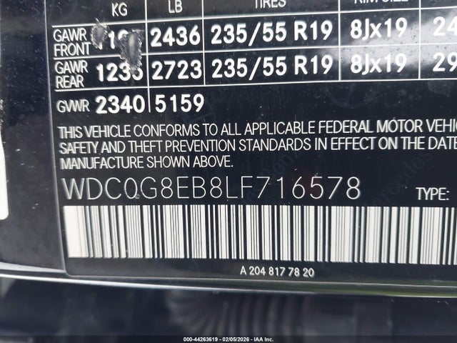 Продажа на аукционе авто 2020 Mercedes-benz Glc 300 4matic, vin: WDC0G8EB8LF716578, номер лота: 44263619