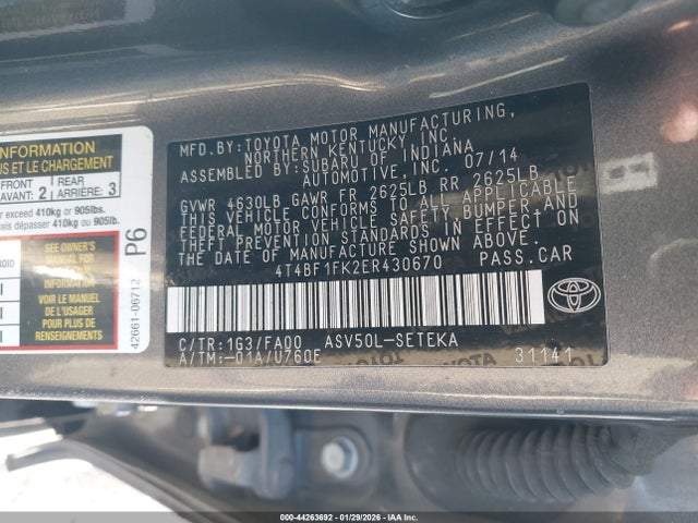 Toyota CAMRY L 2014 4T4BF1FK2ER430670 Image 9