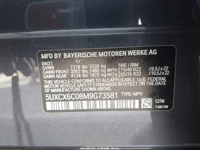 5UXCX6C08M9G73581 BMW X7 M50i