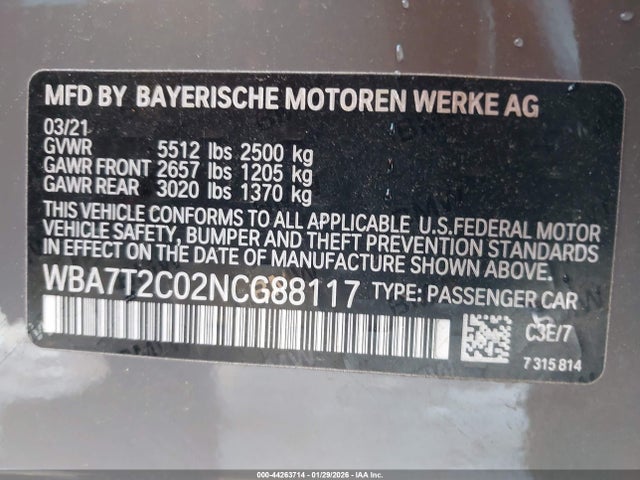 2022 BMW 740 WBA7T2C02NCG88117 Photo 8