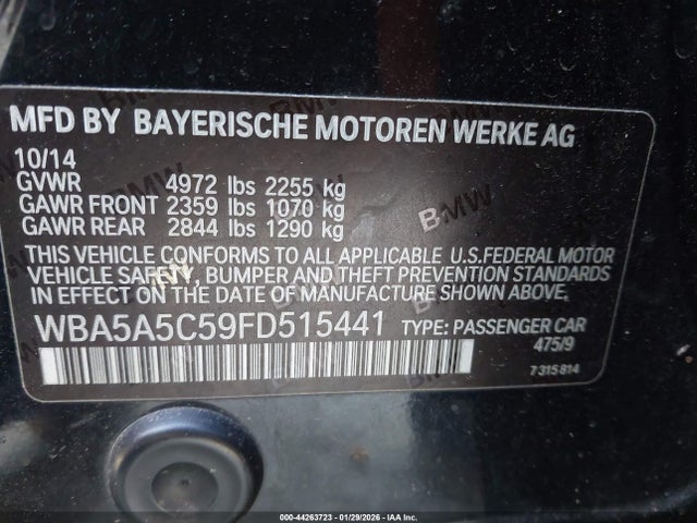Aukcja sprzedaży 2015 Bmw 528i, vin: WBA5A5C59FD515441, numer aukcji: 44263723