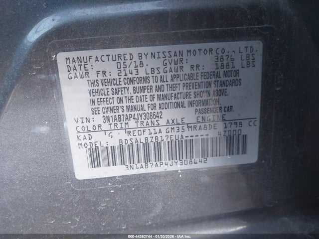 Nissan SENTRA S 2018 3N1AB7AP4JY308642 Image 9