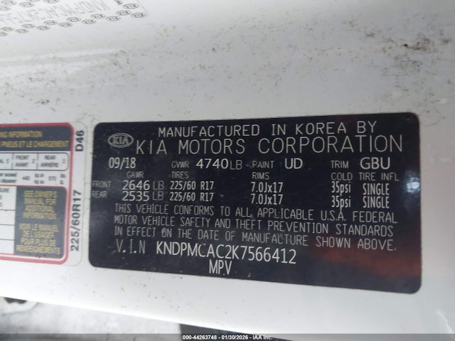 KNDPMCAC2K7566412 KIA Sportage Lx