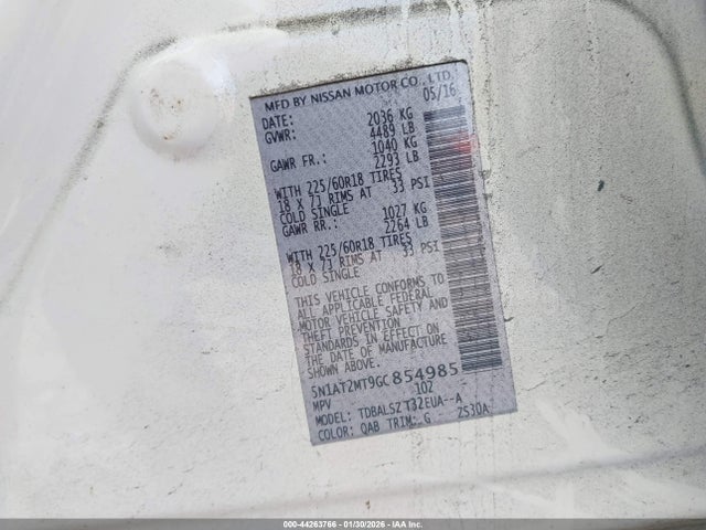 Nissan Rogue Sl 2016 5N1AT2MT9GC854985 Image 9