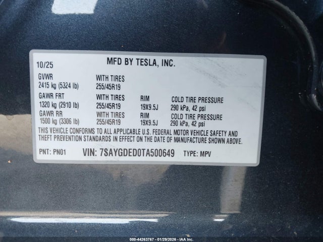 2026 TESLA MODEL Y 7SAYGDED0TA500649 Photo 8