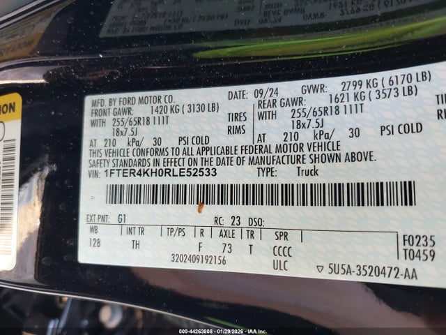 Ford Ranger Lariat 2024 1FTER4KH0RLE52533 Image 9
