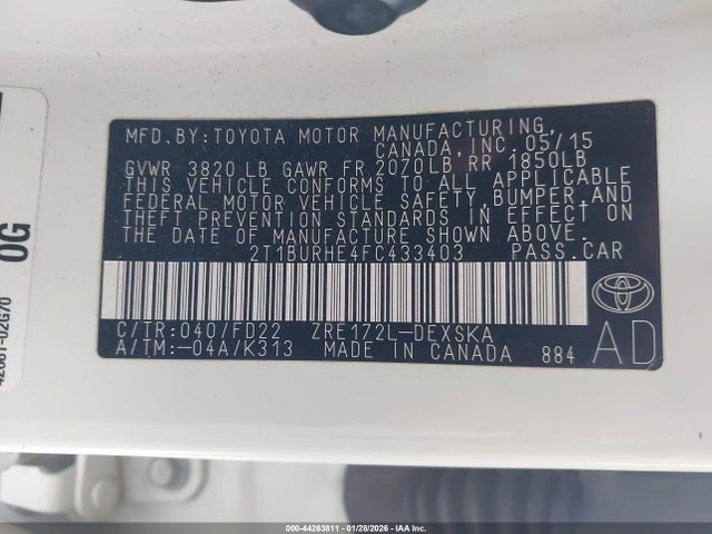 Toyota Corolla S 2015 2T1BURHE4FC433403 Image 9