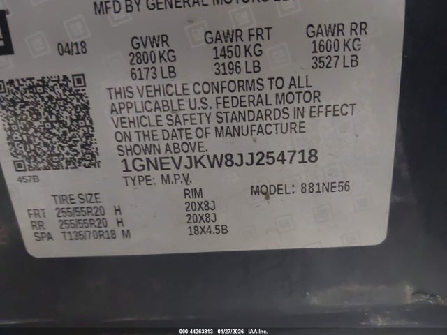 1GNEVJKW8JJ254718 Chevrolet Traverse Premier