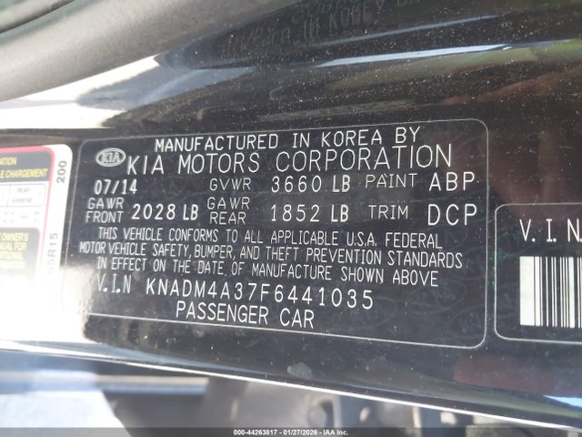 KIA RIO LX 2015 KNADM4A37F6441035 Image 9