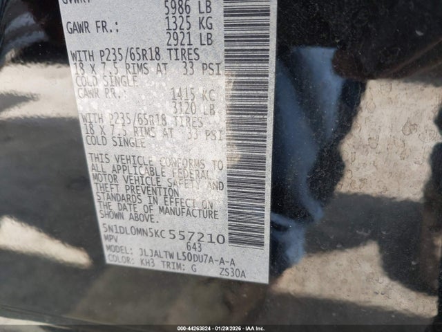 5N1DL0MN5KC557210 Infiniti QX60 LUXE