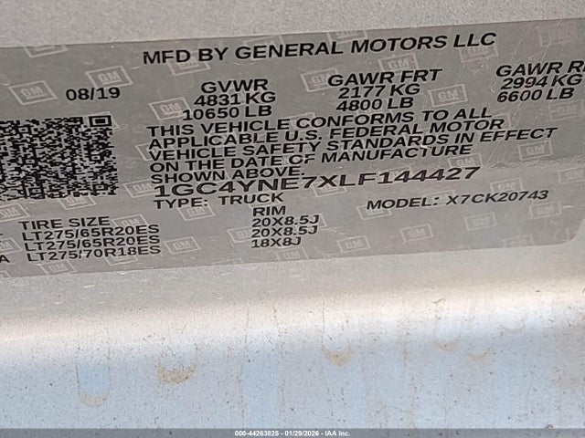 1GC4YNE7XLF144427 Chevrolet Silverado 2500hd 4wd Standard Bed Lt