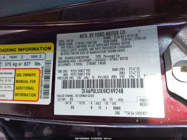 Ford Fusion Hybrid Se 2017 3FA6P0LUXHR249248 Image 9